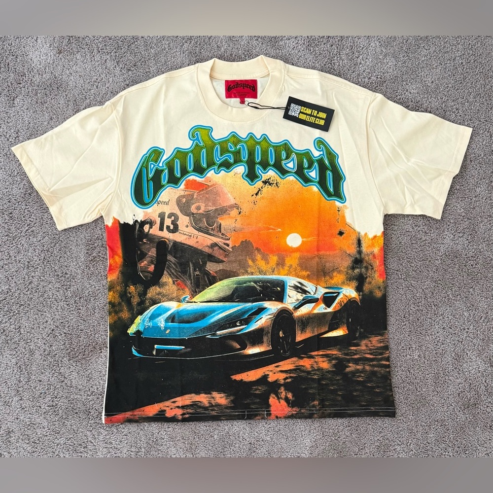 Godspeed Cream Graphic Car T-Shirt